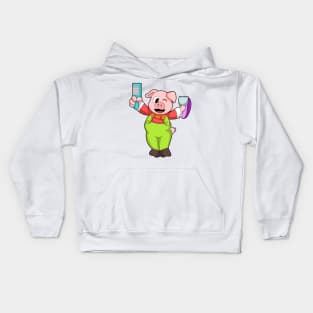 Pig with Comb & Razor Kids Hoodie